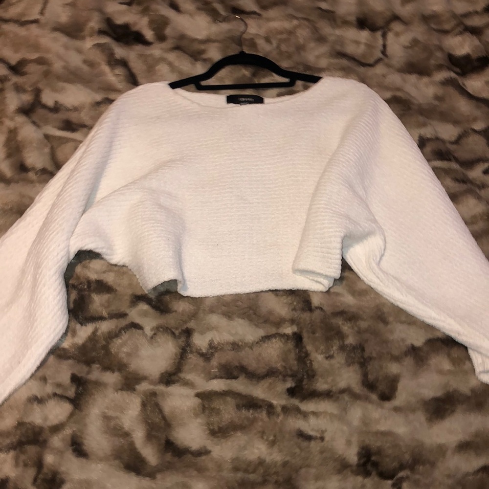 FOREVER 21 white cropped sweater